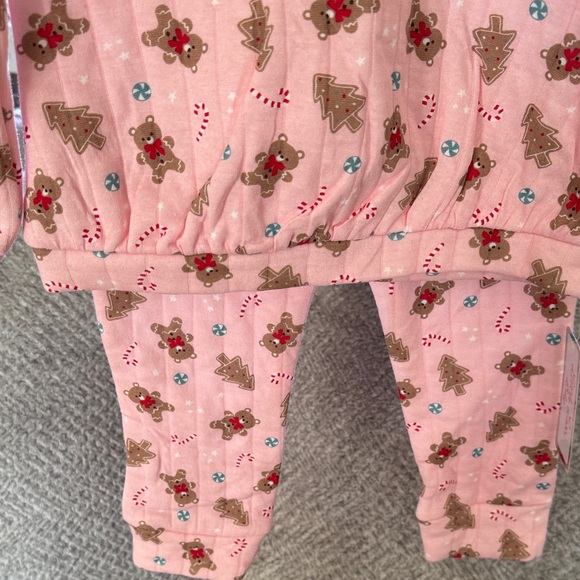 Little Lass Pink Teddy Bear Gingerbread Sweatshirt Set 24 Months - Picture 7 of 9